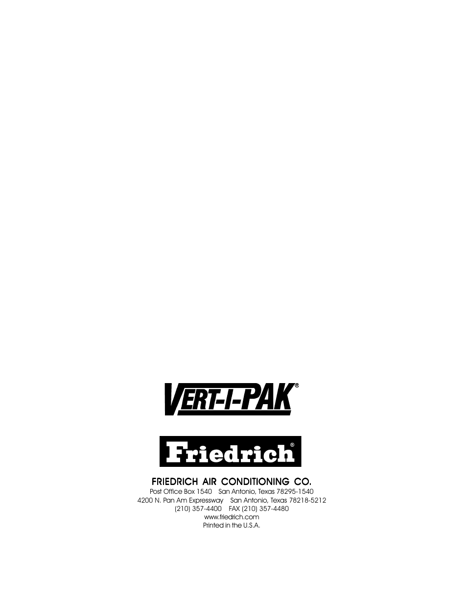 Use factory-certified parts | Friedrich 18000 B User Manual | Page 20 / 20
