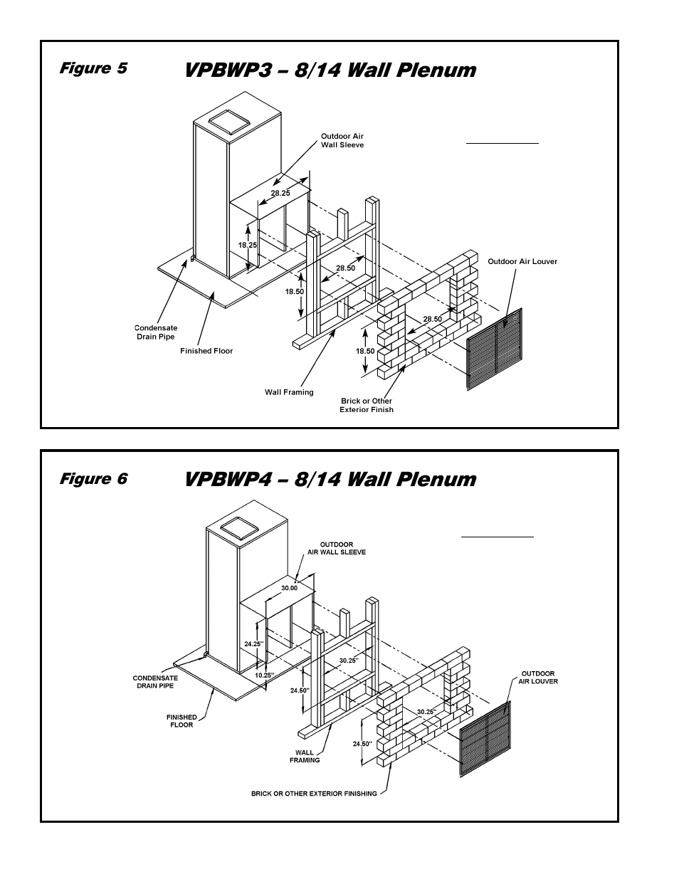 Vpbwp4 – 8/14 wall plenum, Vpbwp3 – 8/14 wall plenum, Figure 6 | Figure 5 | Friedrich 18000 B User Manual | Page 8 / 20