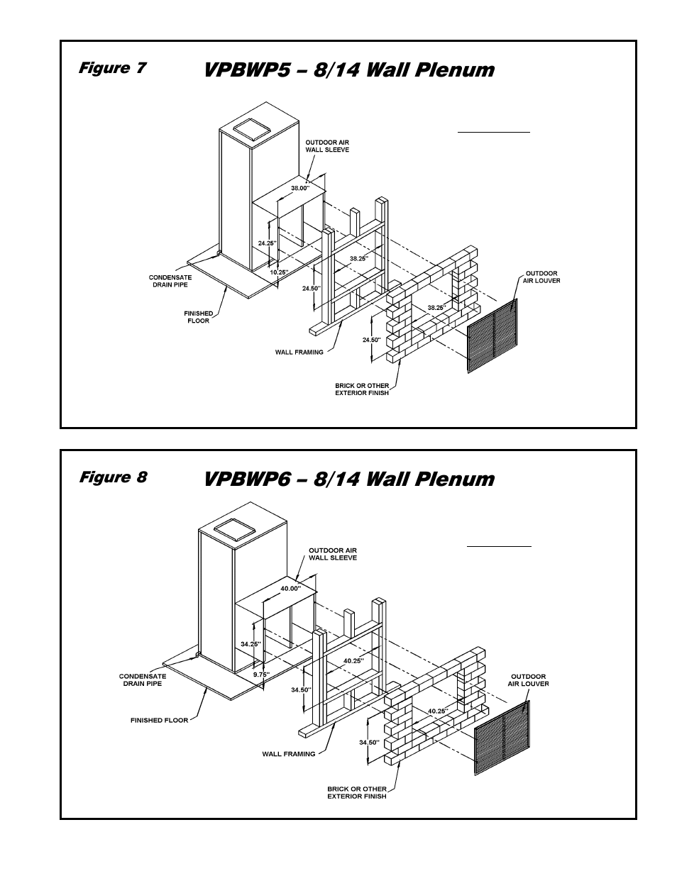 Vpbwp5 – 8/14 wall plenum, Vpbwp6 – 8/14 wall plenum | Friedrich 18000 B User Manual | Page 9 / 20