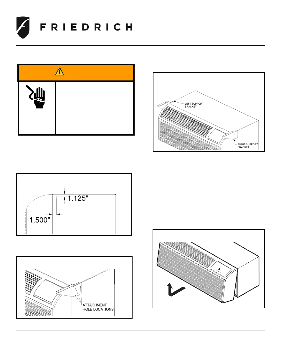 Model pdxdaa & pdxdea, Installation, Warning | Friedrich PDXDAA User Manual | Page 2 / 5