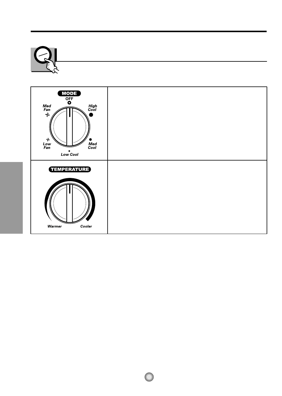 About the controls on the air conditioner, Controls – cooling only models, About the controls on the a ir conditioner | Friedrich 230 Volts US10 User Manual | Page 6 / 61