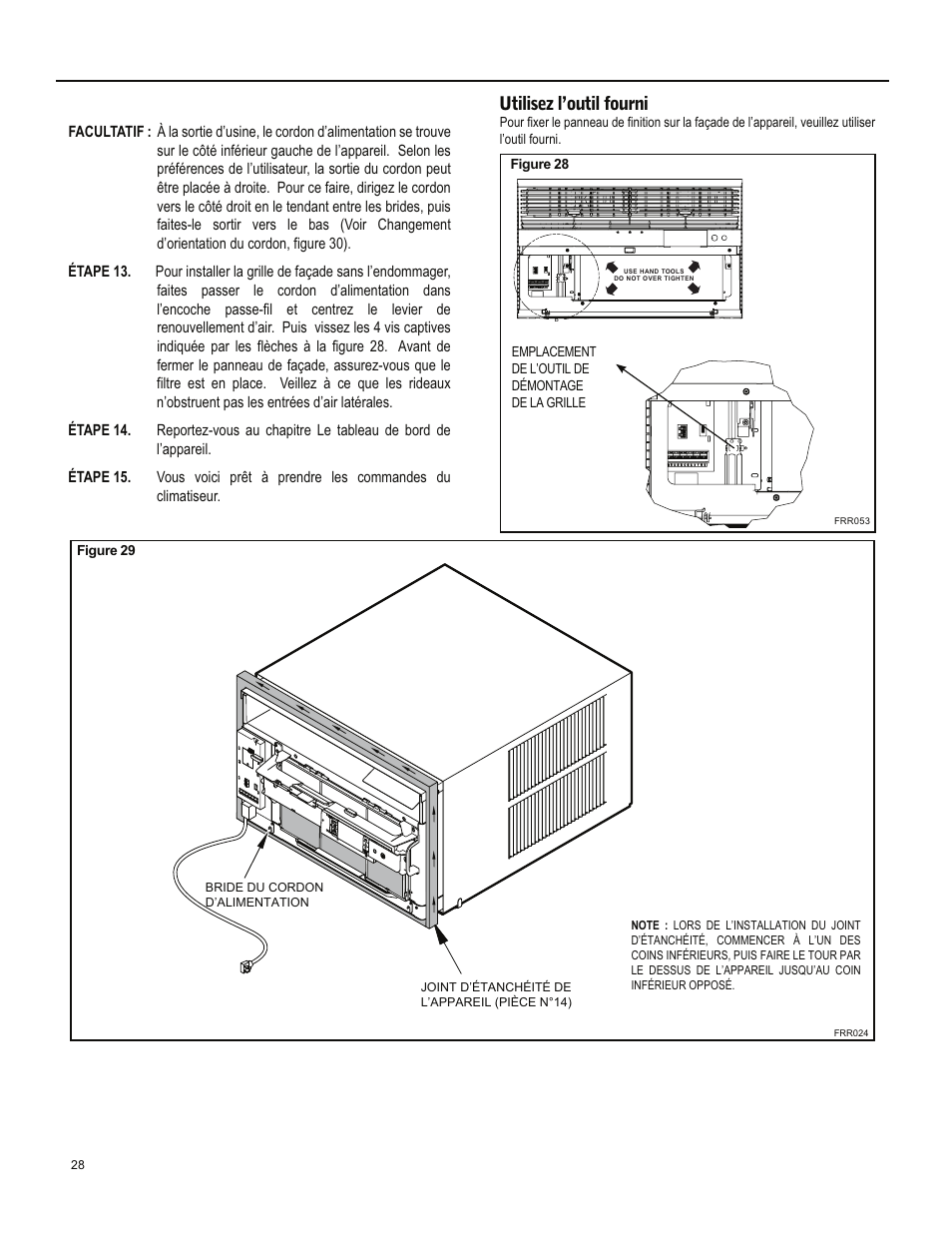 Utilisez l’outil fourni | Friedrich ES15M33 User Manual | Page 116 / 132