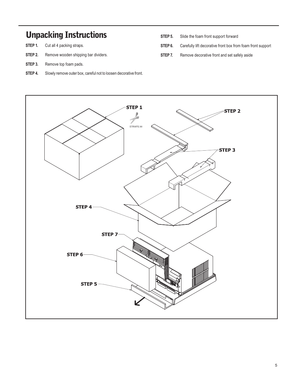 Unpacking instructions | Friedrich ES15M33 User Manual | Page 5 / 132