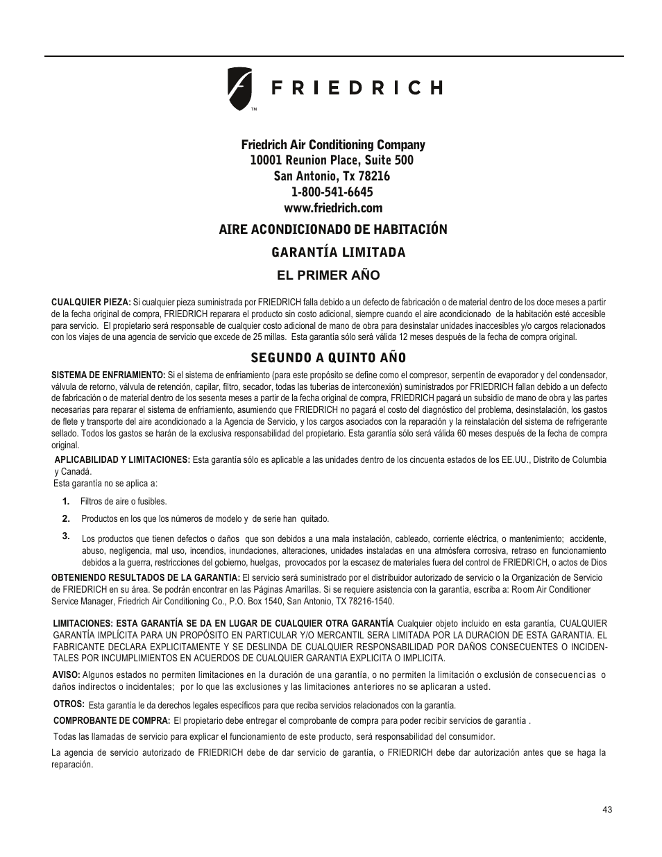 Friedrich ES15M33 User Manual | Page 87 / 132