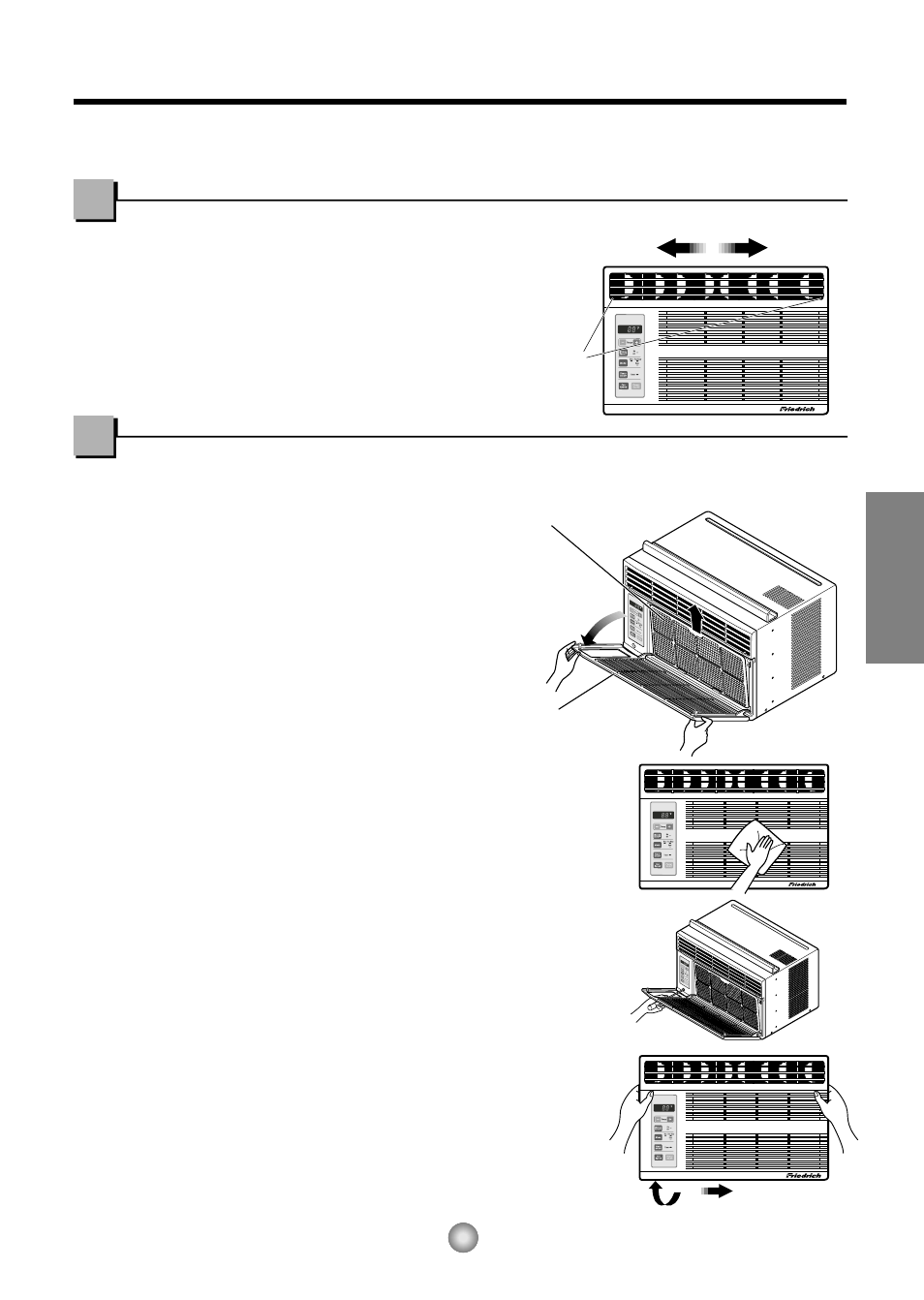 La dirección del aire, Cuidado y mantenimiento, Español | Friedrich CP05 CP Line User Manual | Page 35 / 43