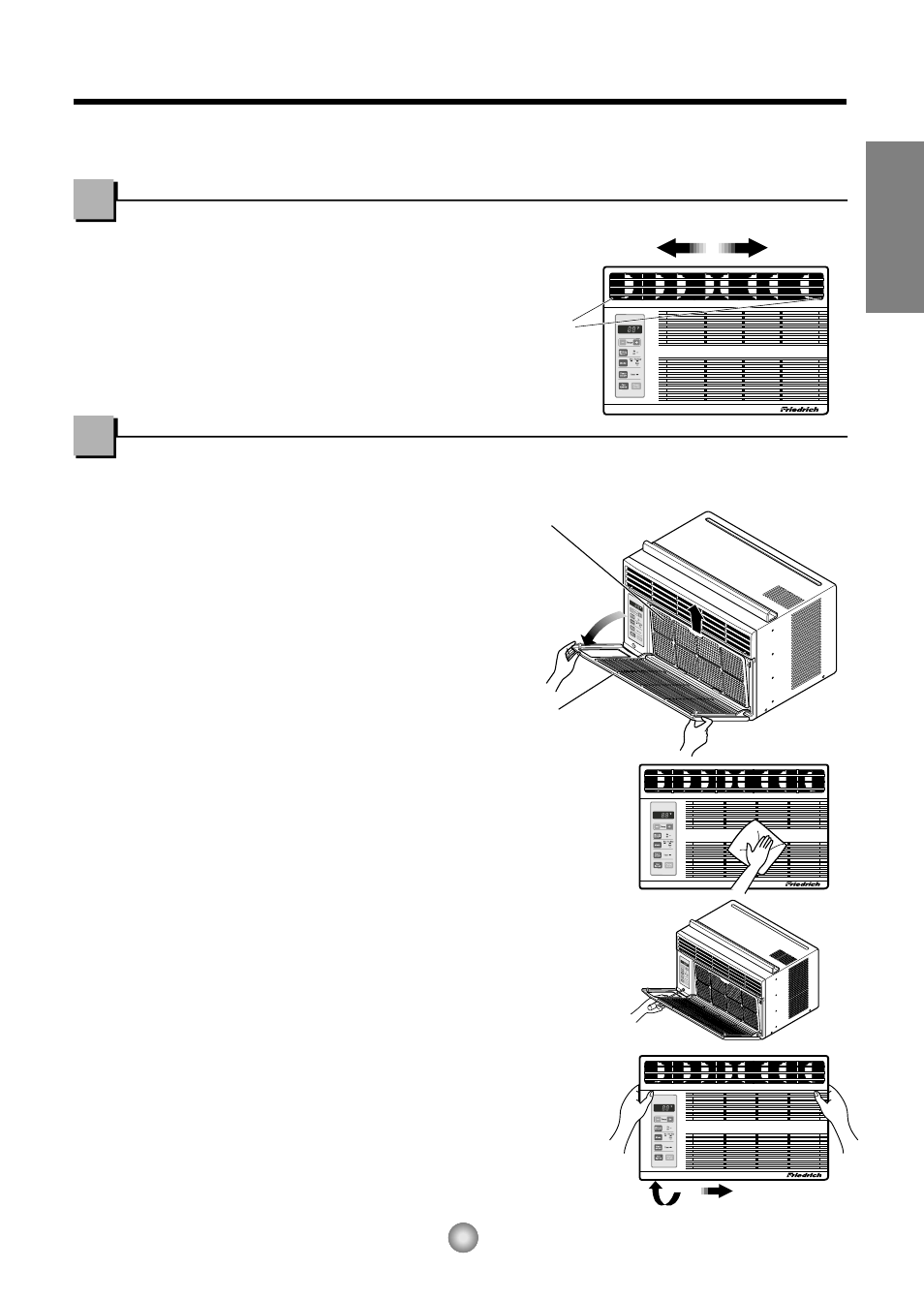 Air direction, Care and maintenance, English | Friedrich CP05 CP Line User Manual | Page 7 / 43