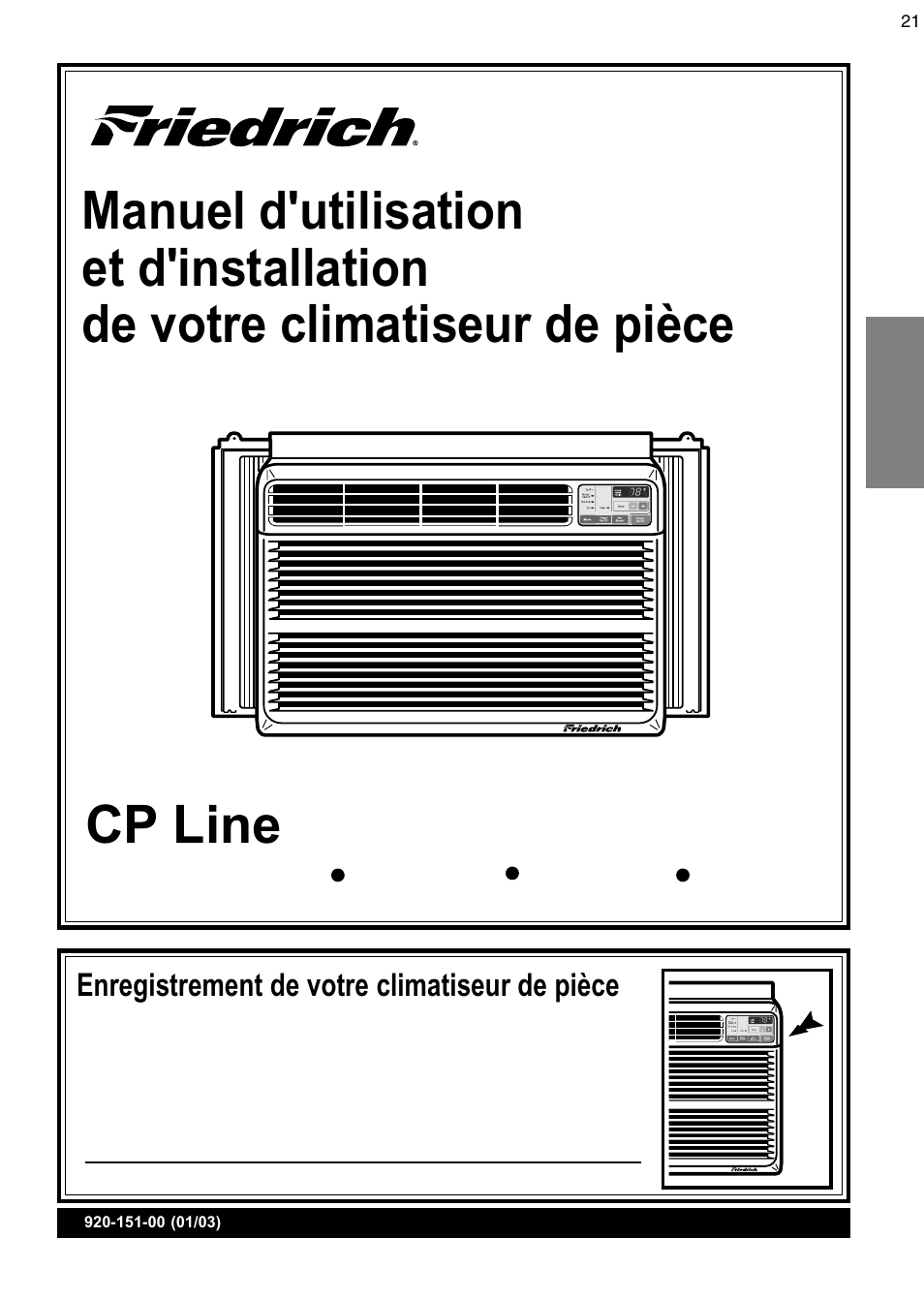 Cp line | Friedrich CP08 User Manual | Page 21 / 62