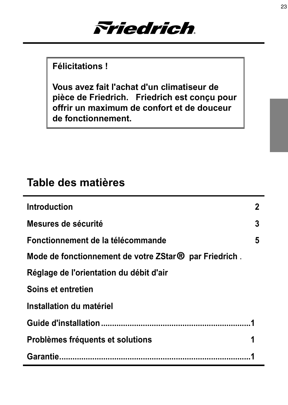 Friedrich CP08 User Manual | Page 23 / 62