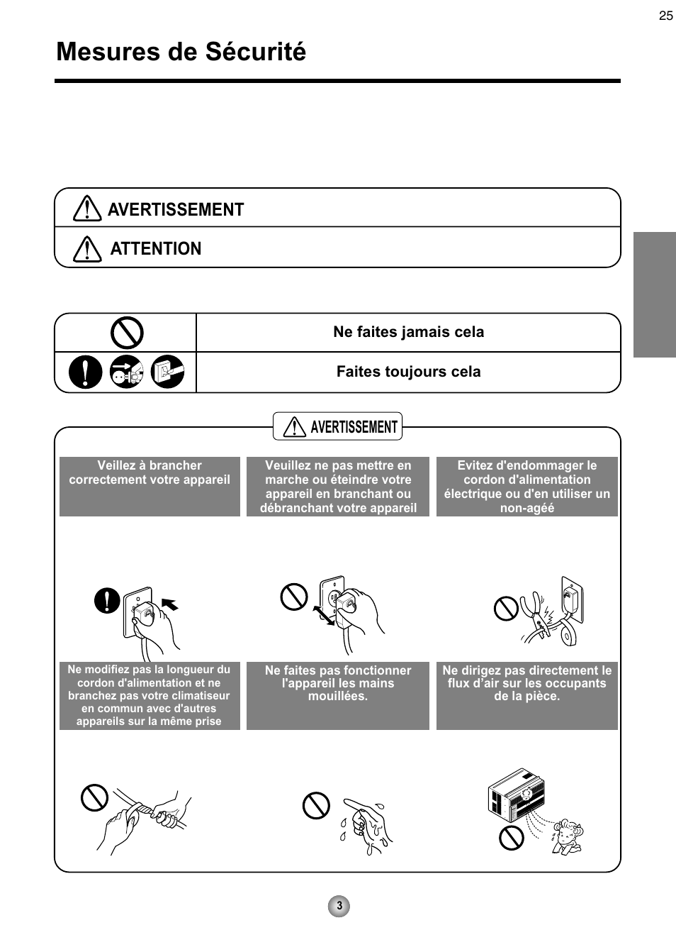 Mesures de sécurité, Français, Avertissement | Attention | Friedrich CP08 User Manual | Page 25 / 62