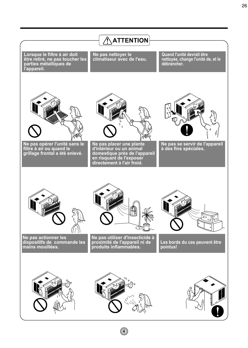 Attention | Friedrich CP08 User Manual | Page 26 / 62