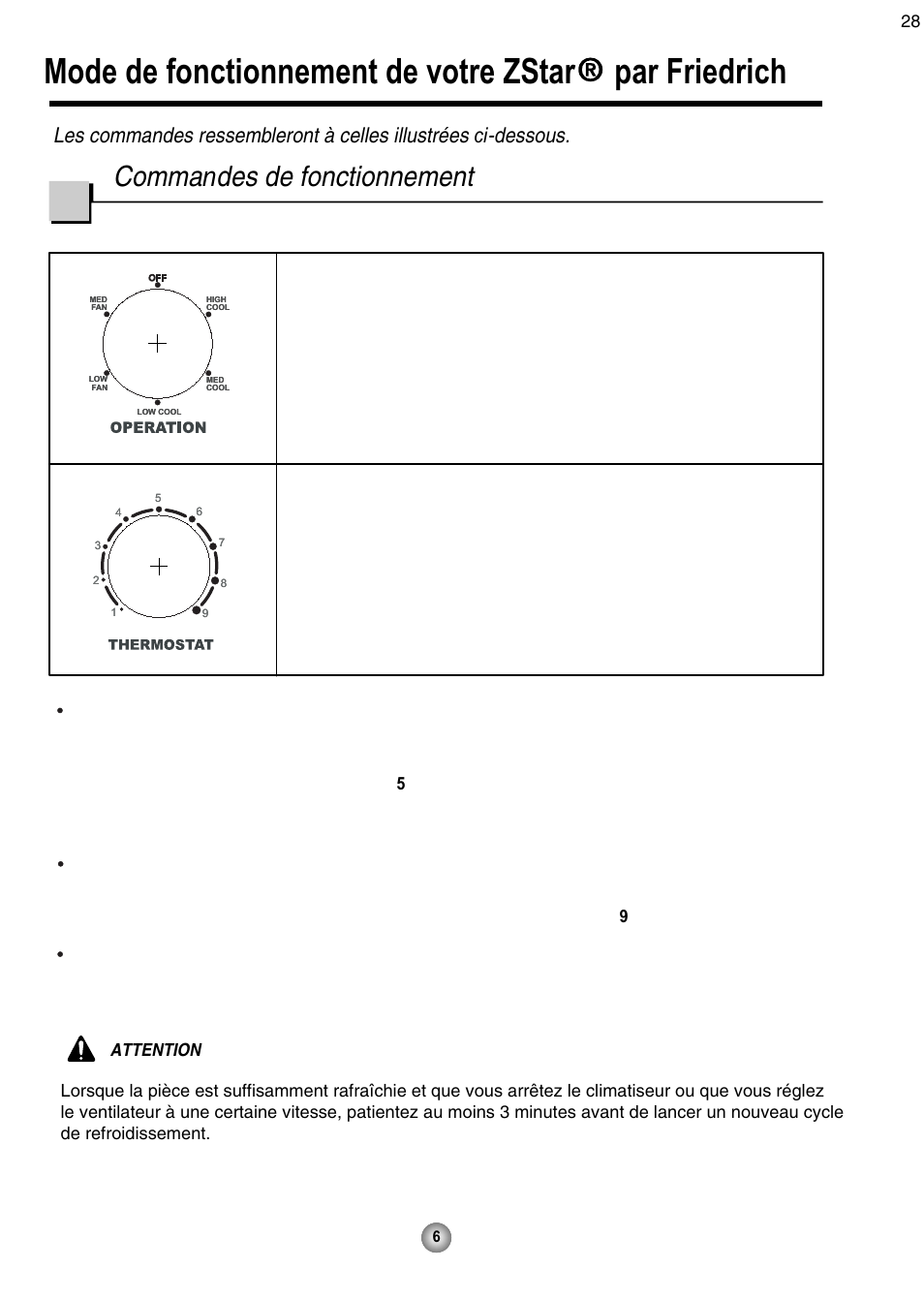 Comma n des de fonctionnement, Pour un refroidissement normal, Pour un refroidissement maximal | Pour un fonctionnement plus silencieux | Friedrich CP08 User Manual | Page 28 / 62