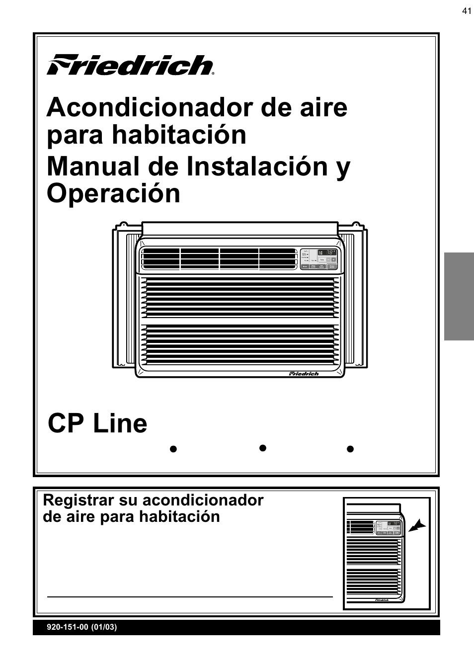 Cp line | Friedrich CP08 User Manual | Page 41 / 62