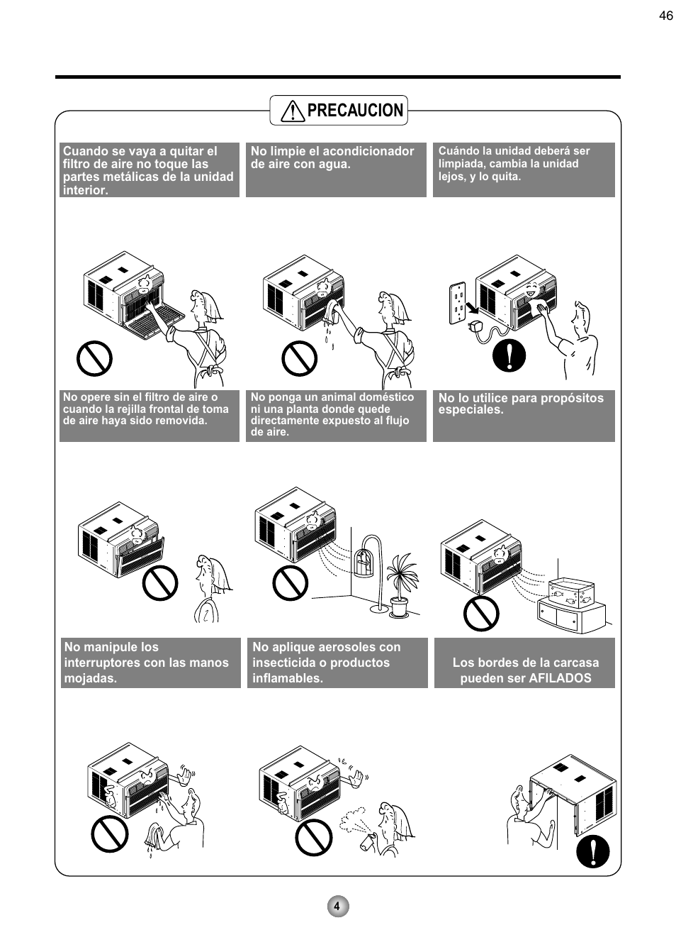 Precaucion | Friedrich CP08 User Manual | Page 46 / 62