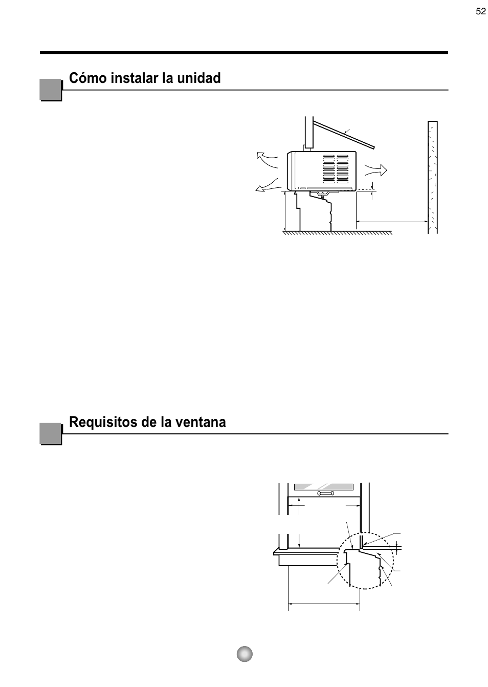 Cómo instalar la unidad, Requisitos de la ventana | Friedrich CP08 User Manual | Page 52 / 62