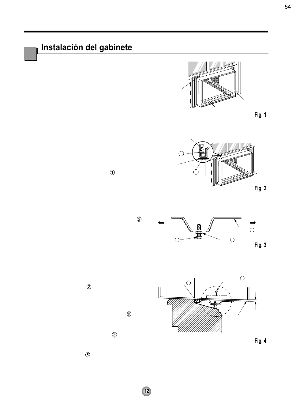 Instalación del gabinete | Friedrich CP08 User Manual | Page 54 / 62