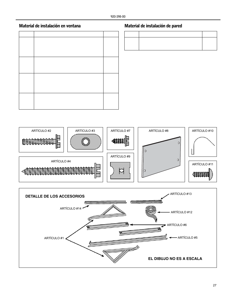 Material de instalación en ventana, Material de instalación de pared | Friedrich KS15 User Manual | Page 27 / 56