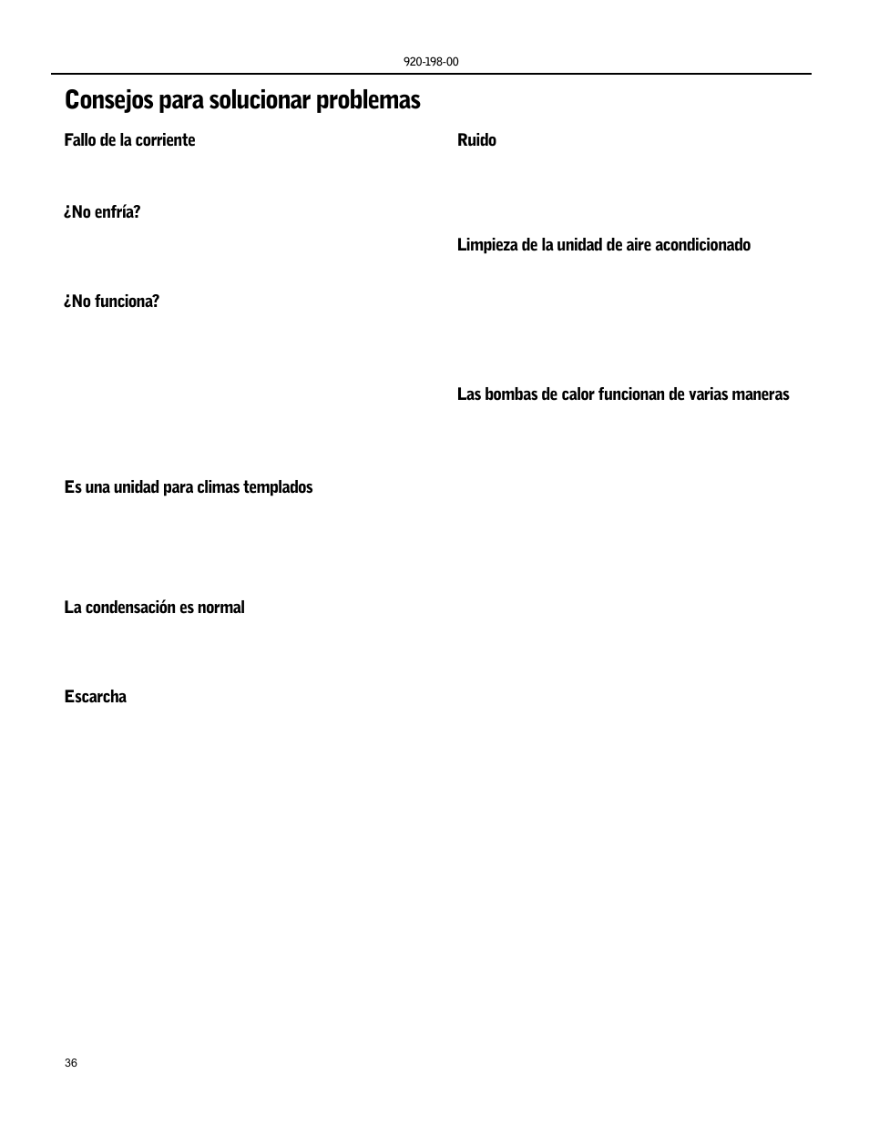 Consejos para solucionar problemas | Friedrich KS15 User Manual | Page 36 / 56