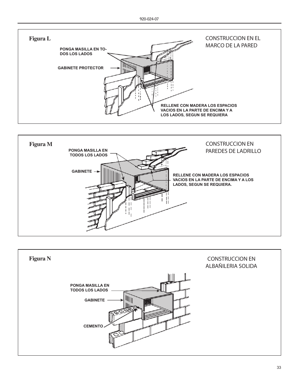 Construccion en el marco de la pared | Friedrich HAZARDGARD SH15 User Manual | Page 33 / 60