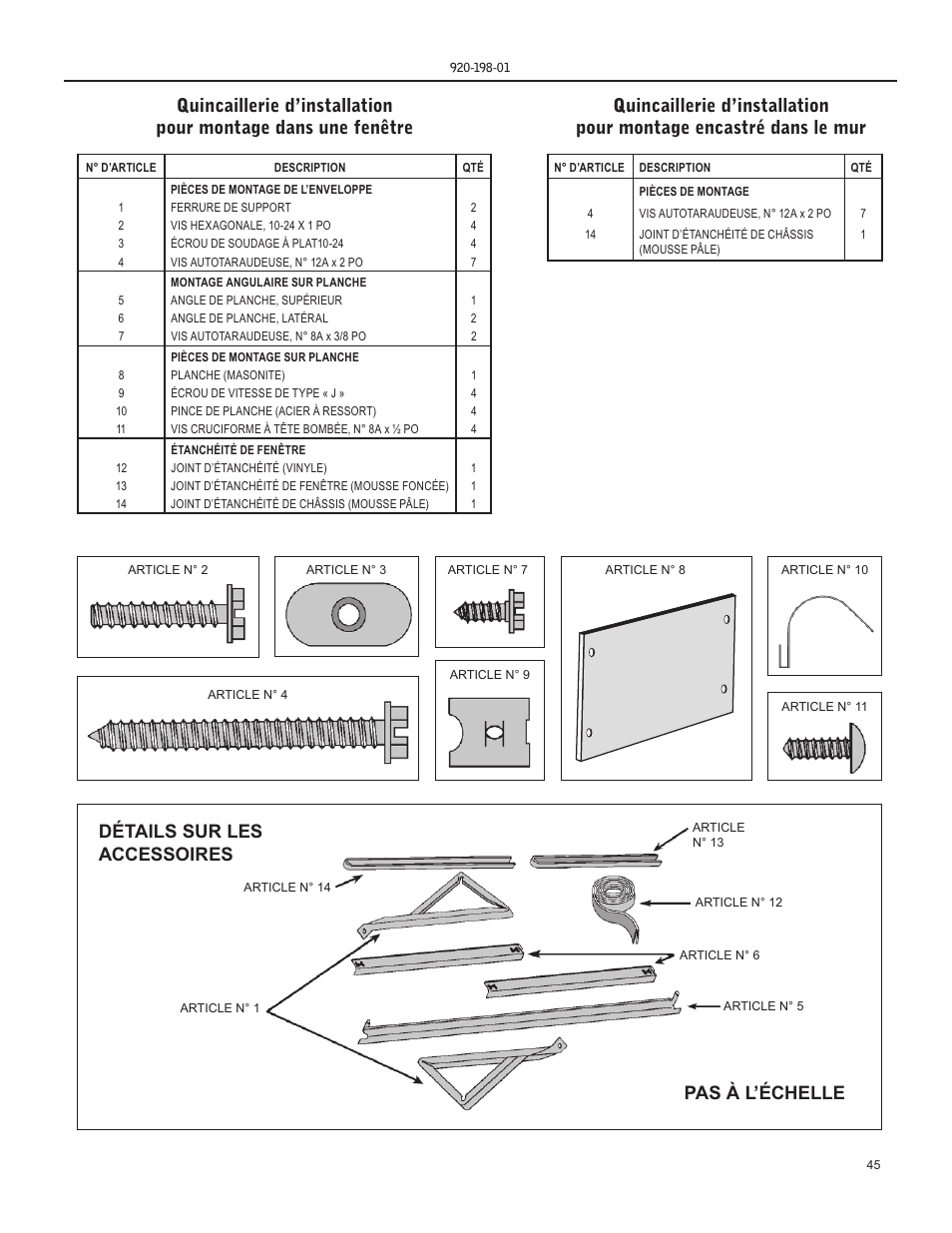 Pas à l’échelle détails sur les accessoires | Friedrich KM18 User Manual | Page 45 / 56