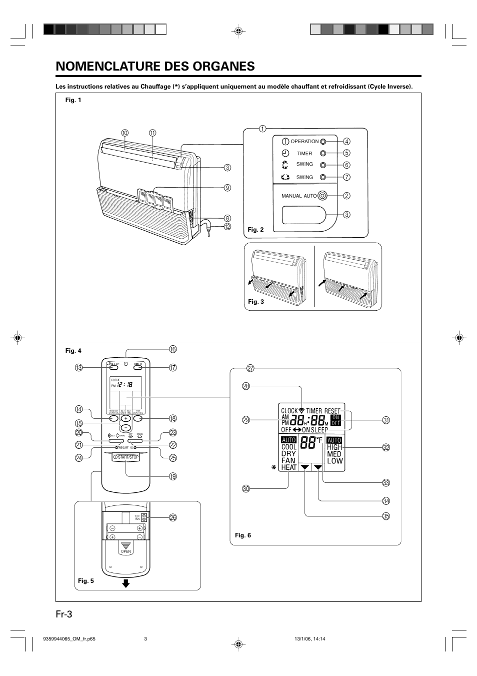 Nomenclature des organes, Fr-3 | Friedrich 9359944065 User Manual | Page 22 / 56