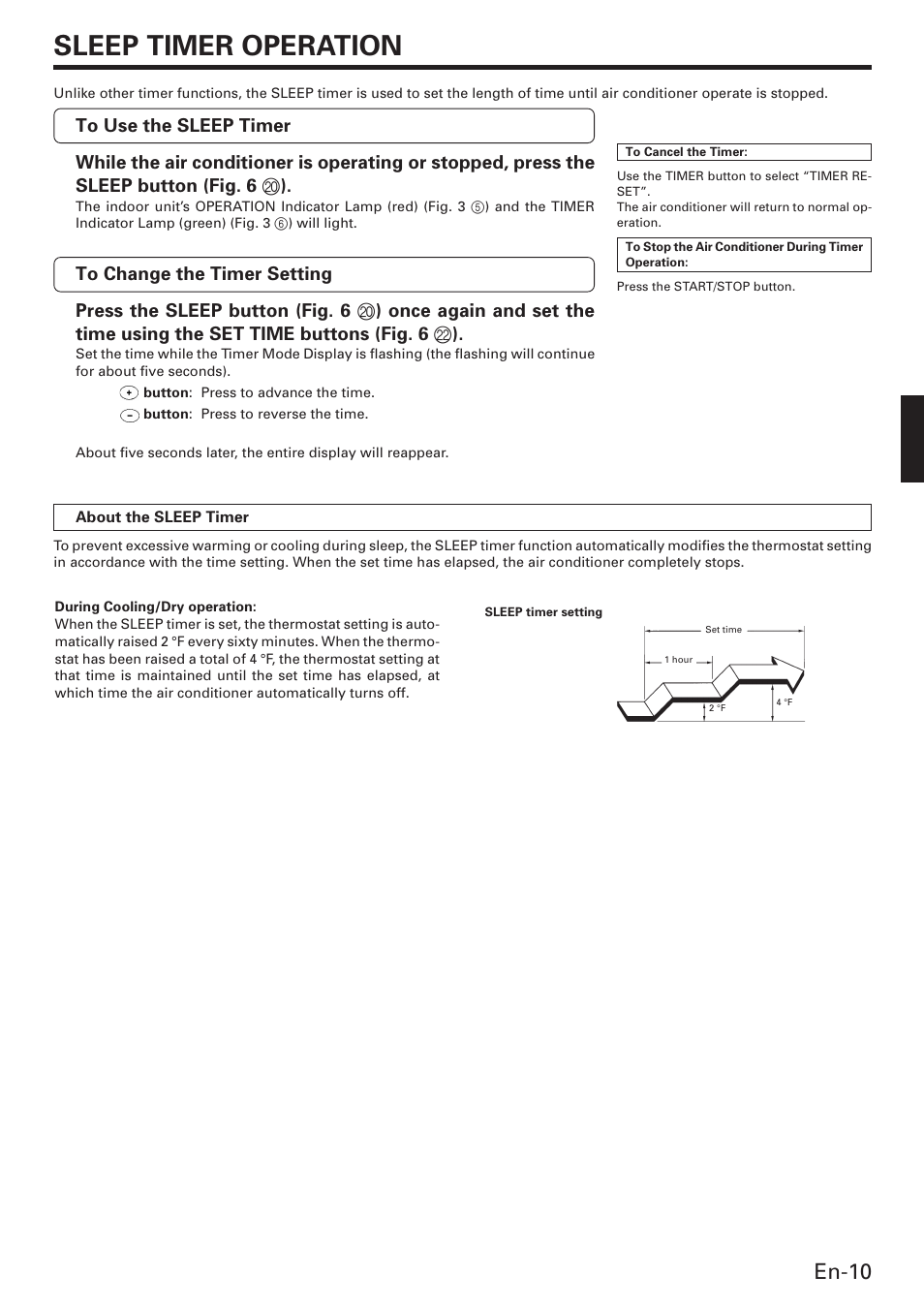 Sleep timer operation, En-10 | Friedrich MW12C3E User Manual | Page 13 / 62