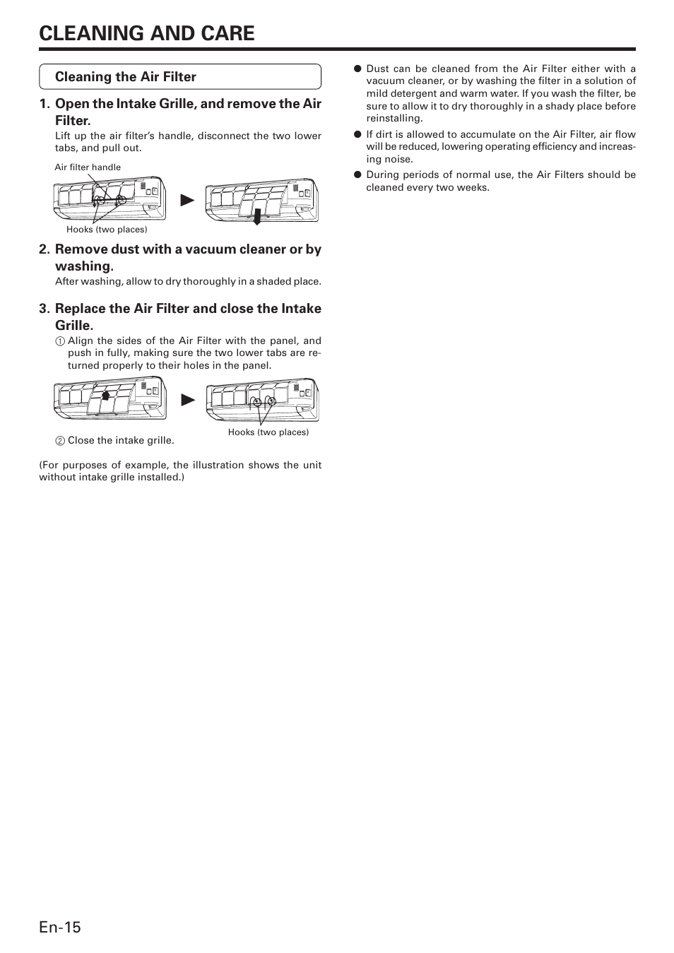 Cleaning and care, En-15 | Friedrich MW12C3E User Manual | Page 18 / 62