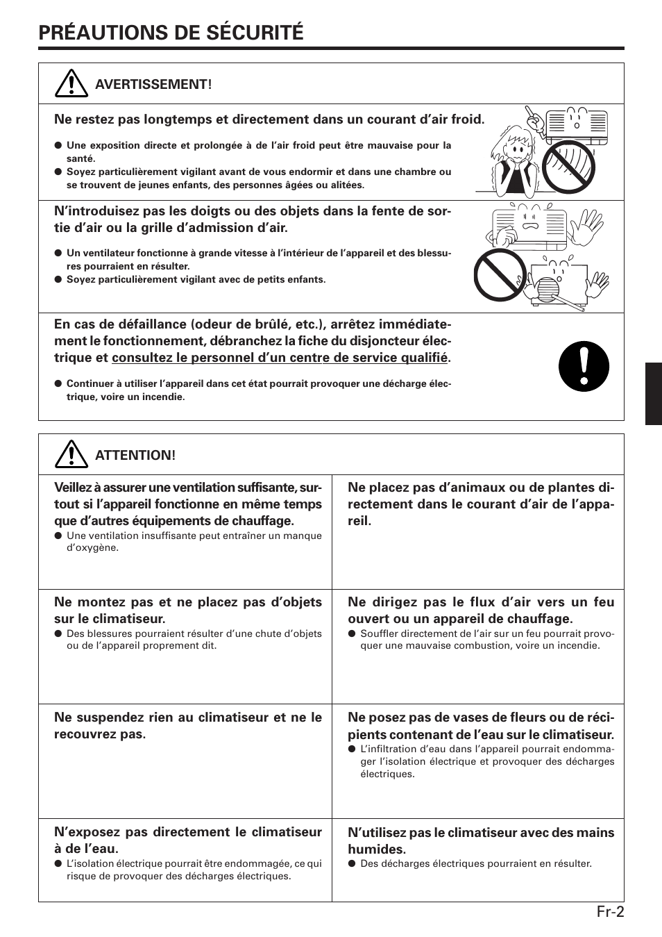 Preautions de sécurite, Fr-2 | Friedrich MW12C3E User Manual | Page 23 / 62