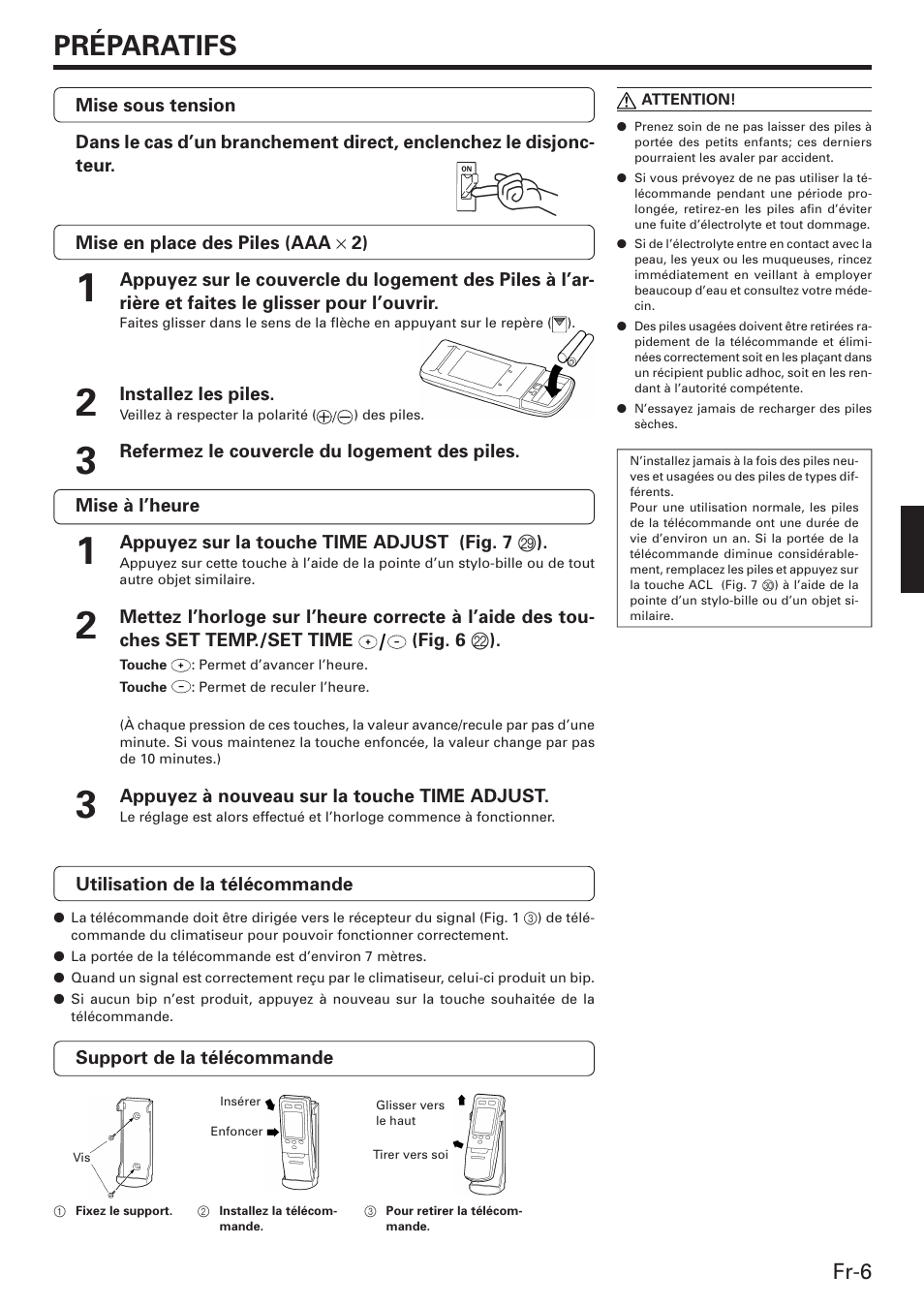 Préparatifs, Fr-6 | Friedrich MW12C3E User Manual | Page 27 / 62