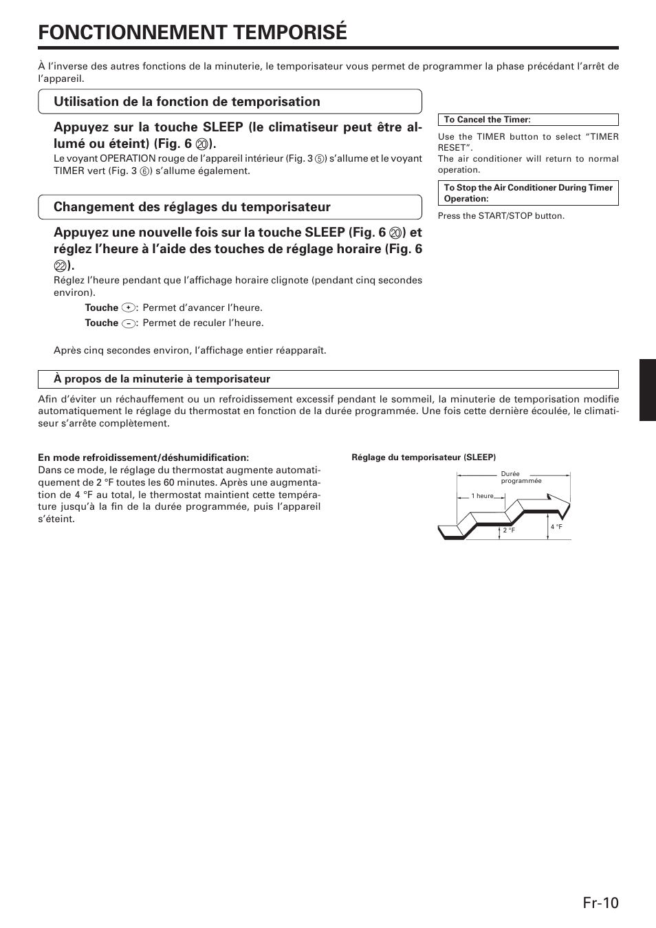 Fonctionnement temporisé, Fr-10 | Friedrich MW12C3E User Manual | Page 31 / 62