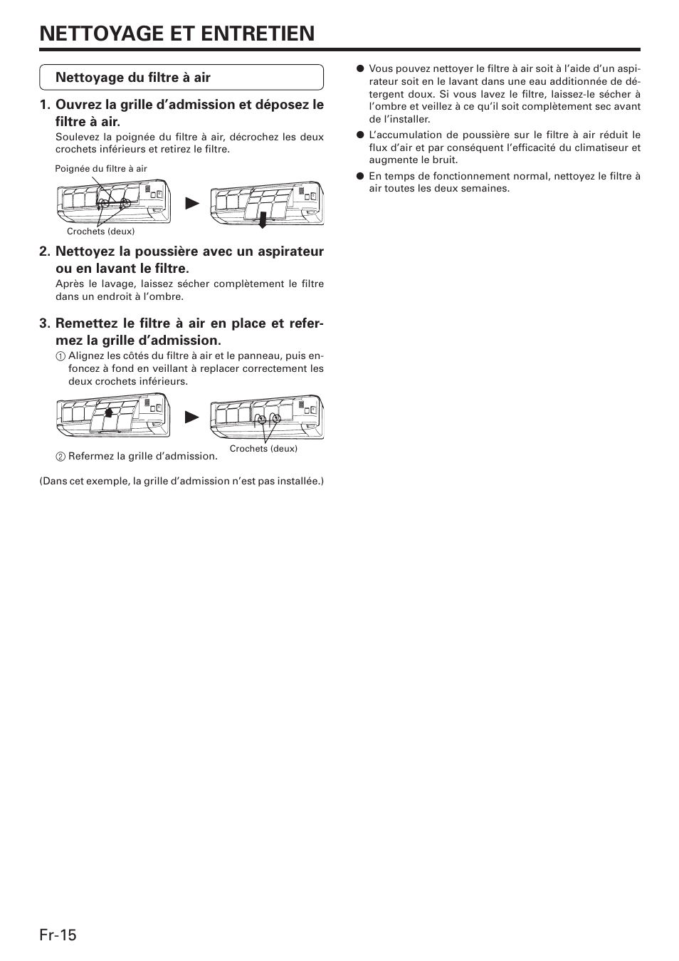 Nettoyage et entretien, Fr-15 | Friedrich MW12C3E User Manual | Page 36 / 62
