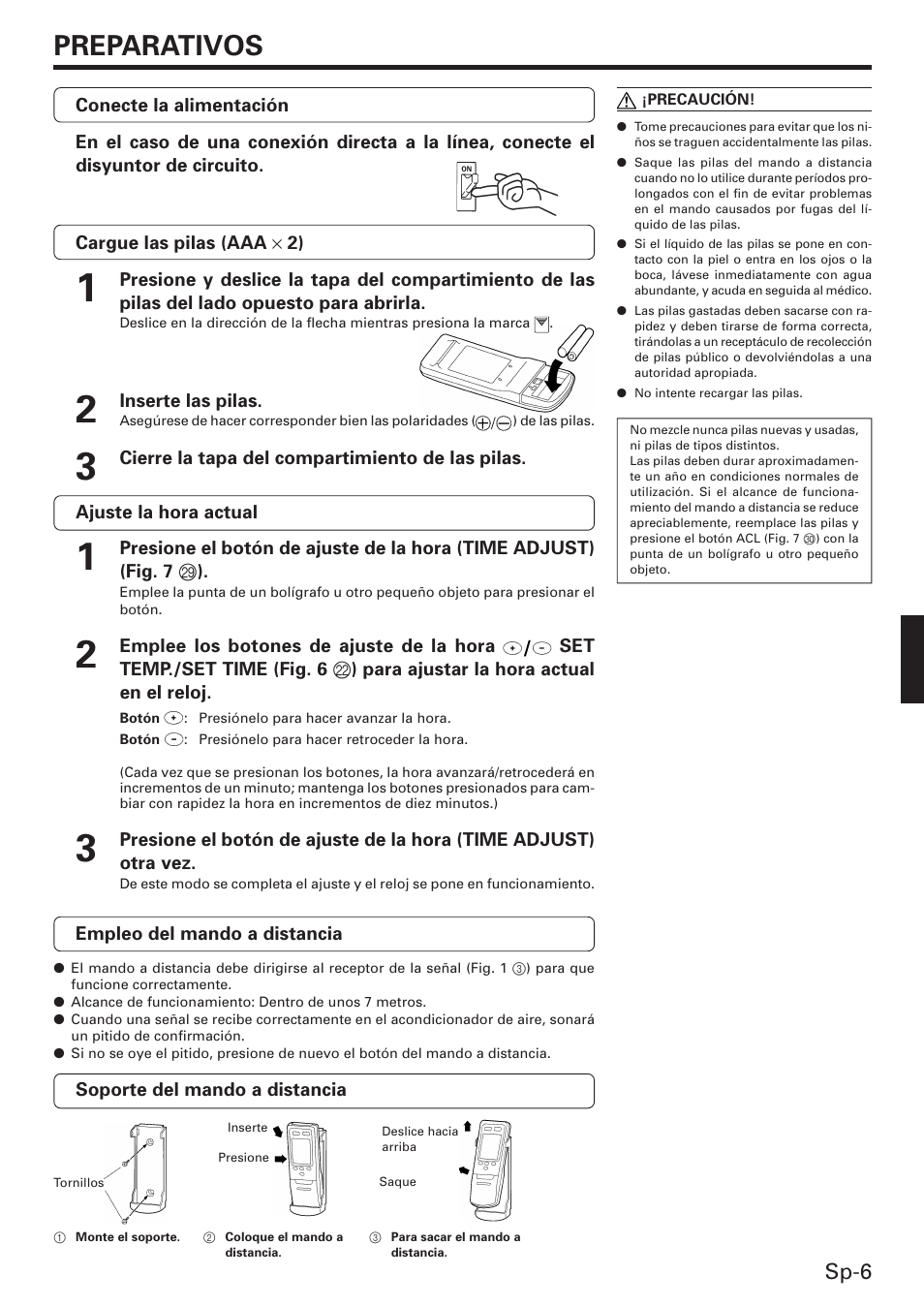 Preparativos, Sp-6 | Friedrich MW12C3E User Manual | Page 45 / 62