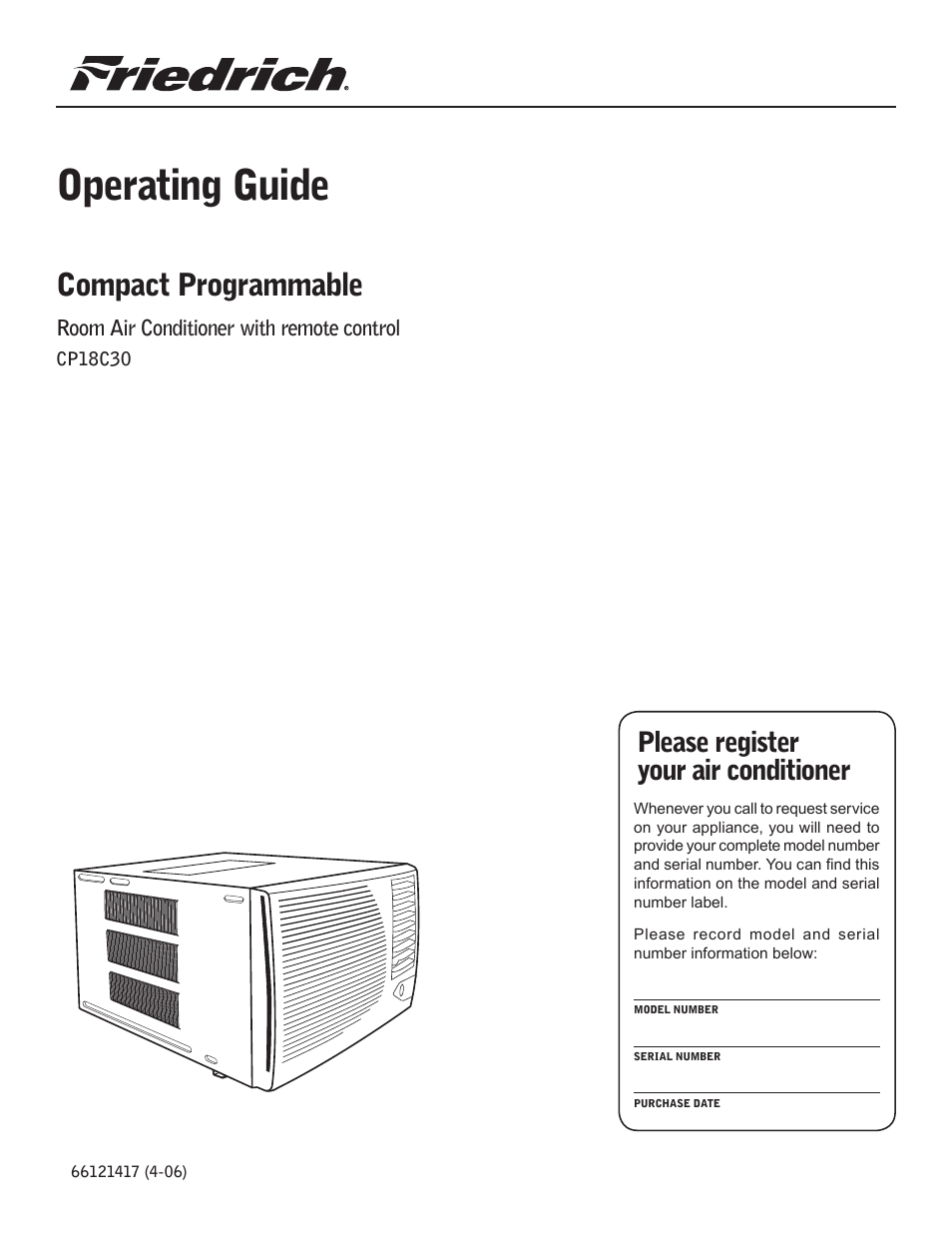 Friedrich CP18C30 User Manual | 16 pages