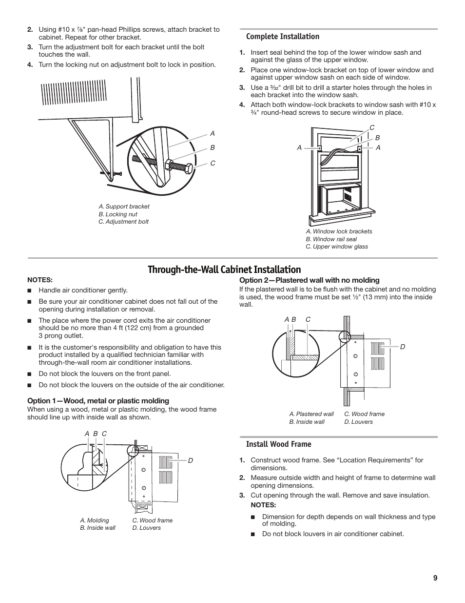 Through-the-wall cabinet installation | Friedrich CP18C30 User Manual | Page 9 / 16