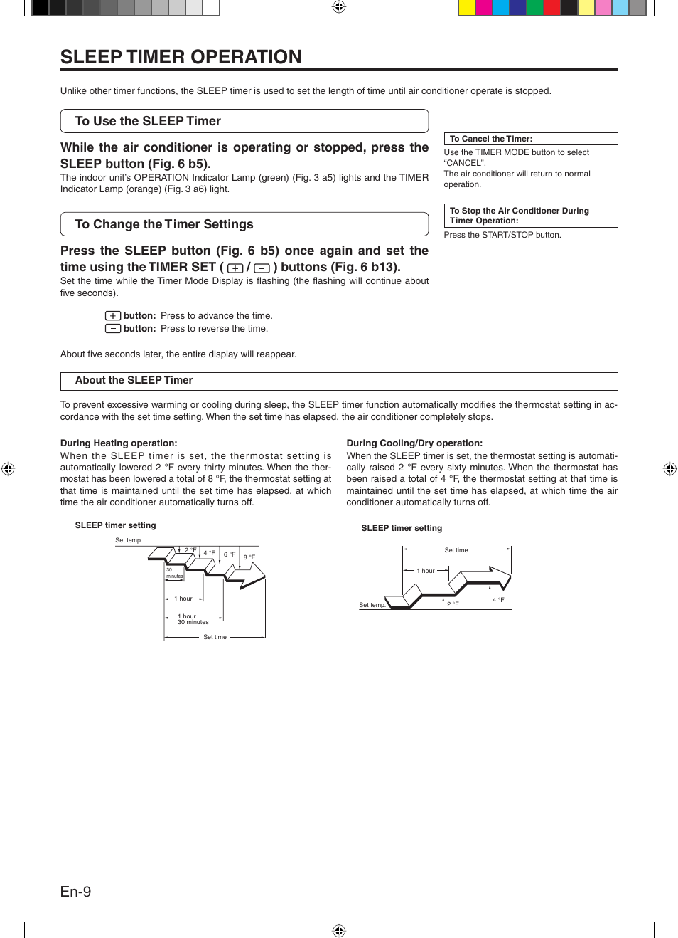 Sleep timer operation, En-9 | Friedrich 9315345288 User Manual | Page 10 / 52