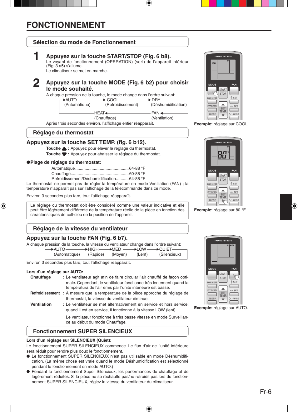 Fonctionnement, Fr-6 | Friedrich 9315345288 User Manual | Page 23 / 52