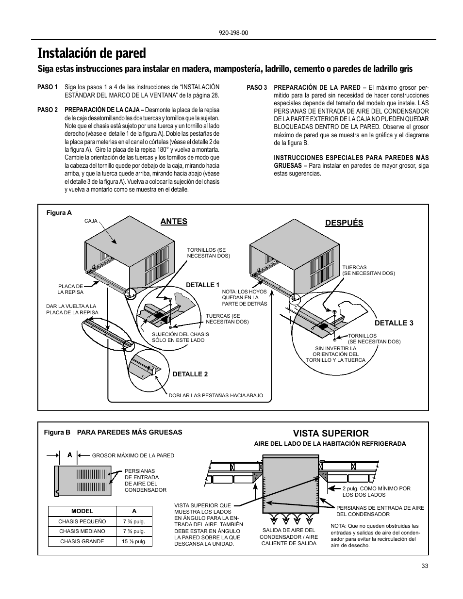 Instalación de pared, Vista superior, Antes después | Friedrich KM24 User Manual | Page 33 / 56