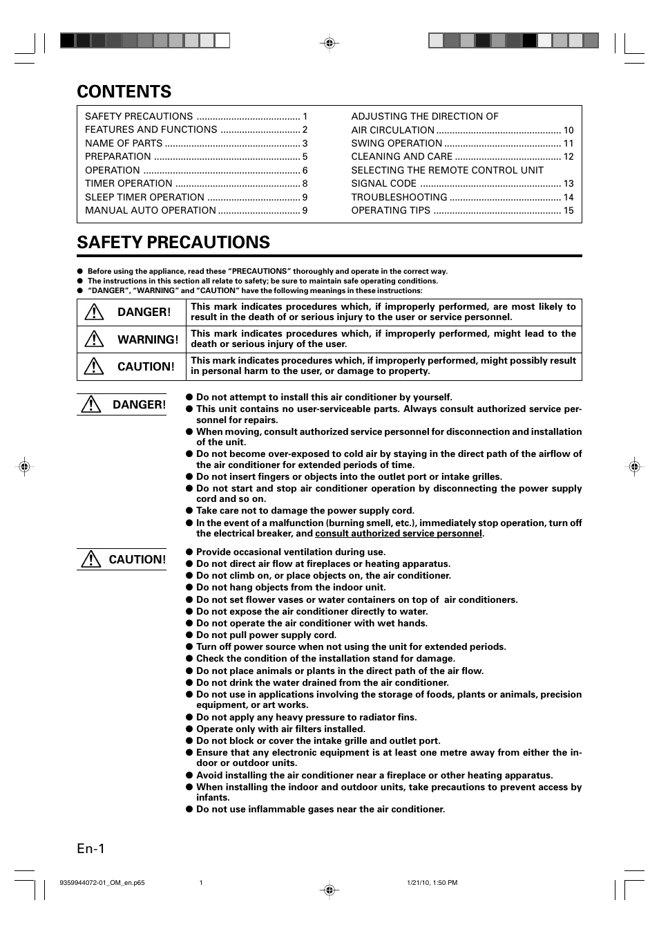 Friedrich P/N9359944072-01 User Manual | Page 2 / 20