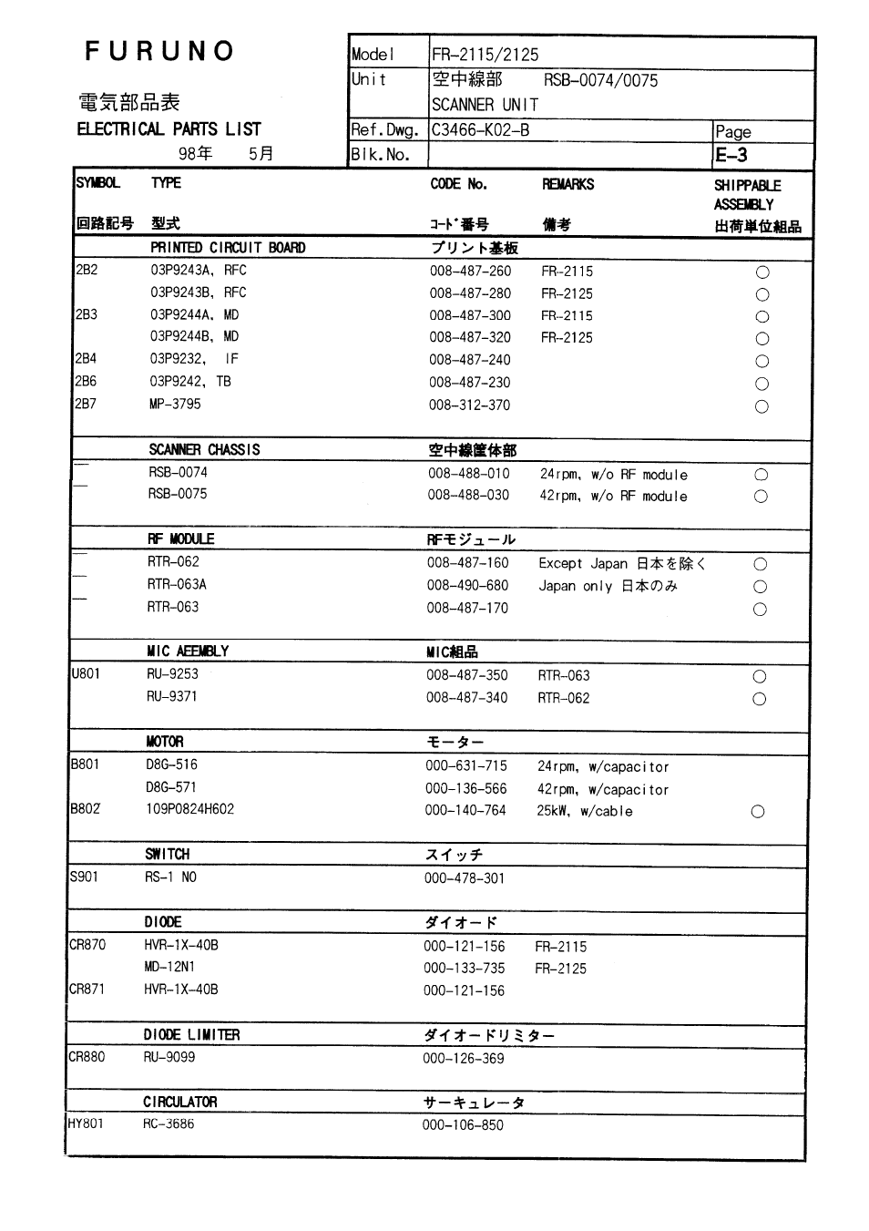 Furuno FR-2805 Series User Manual | Page 137 / 169