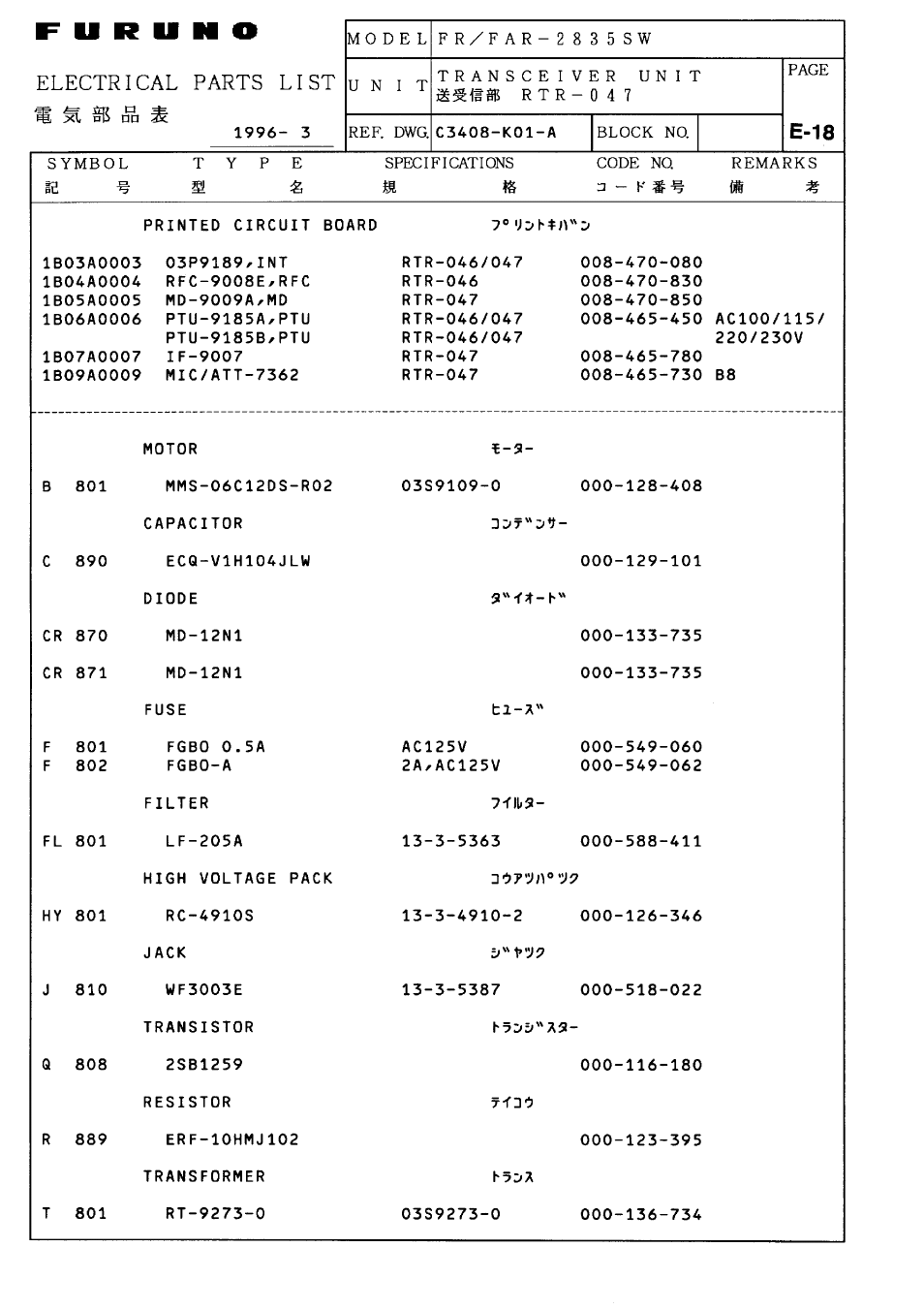 Furuno FR-2805 Series User Manual | Page 148 / 169