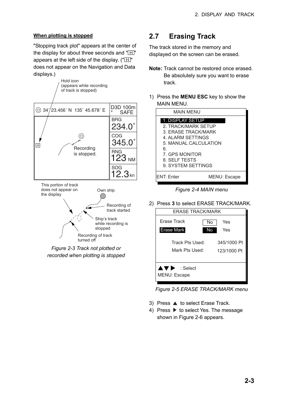 7 erasing track | Furuno DUAL GPS GP-150-DUAL User Manual | Page 21 / 130