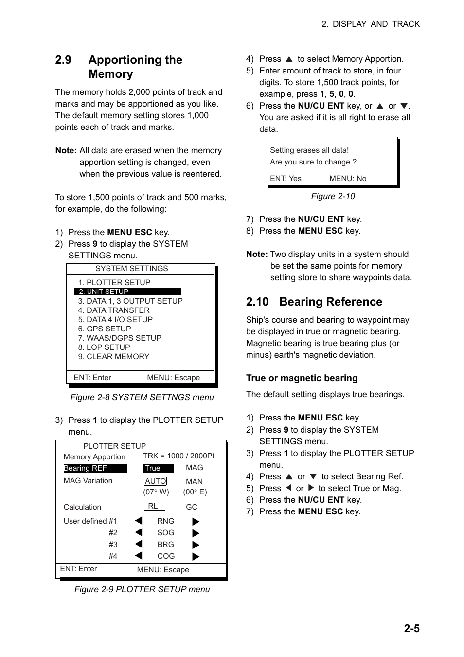 9 apportioning the memory, 10 bearing reference | Furuno DUAL GPS GP-150-DUAL User Manual | Page 23 / 130