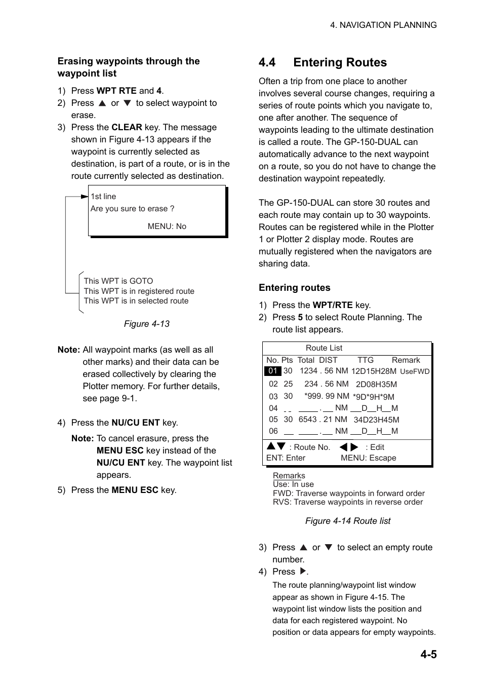 4 entering routes | Furuno DUAL GPS GP-150-DUAL User Manual | Page 33 / 130