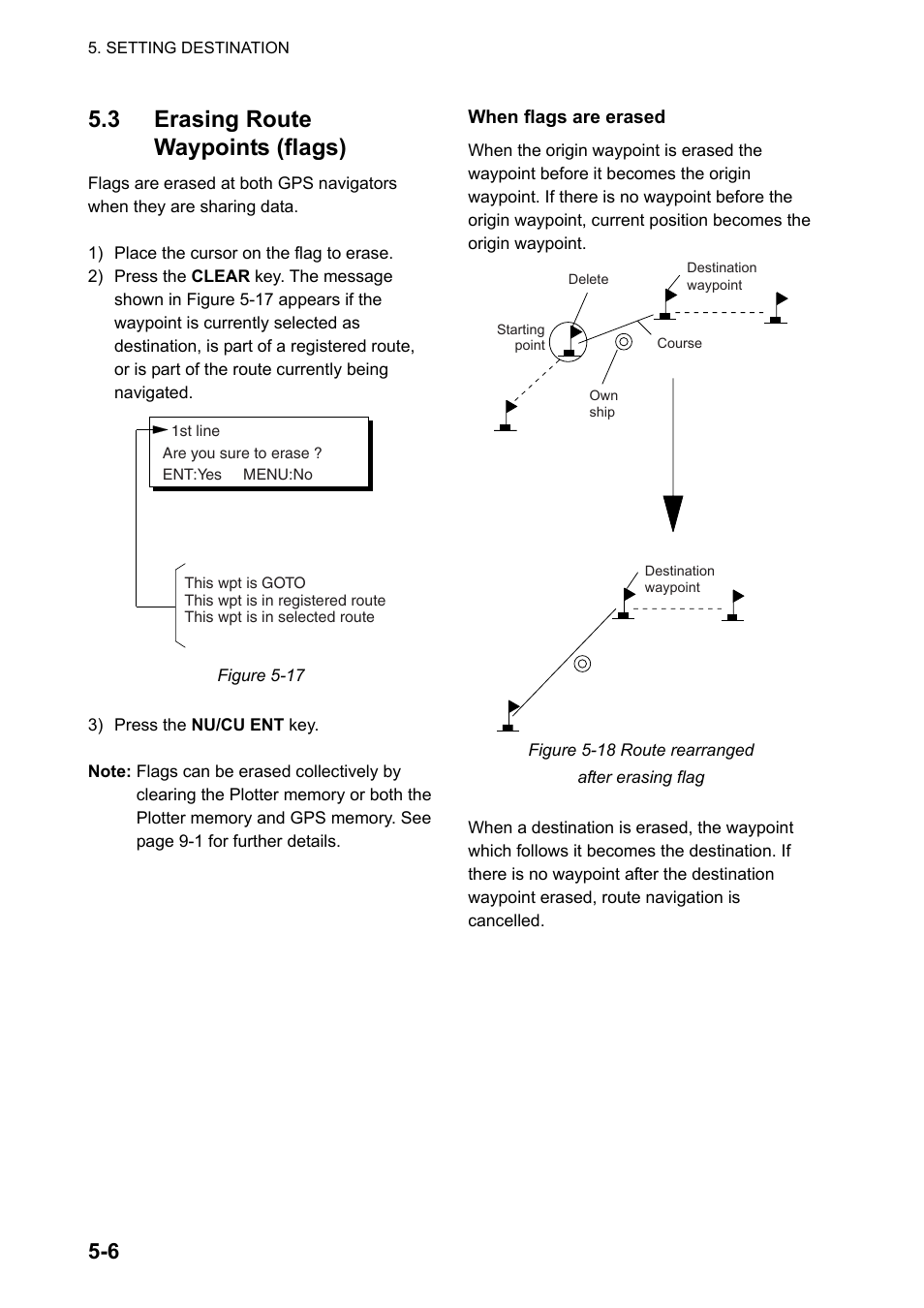 3 erasing route waypoints (flags) | Furuno DUAL GPS GP-150-DUAL User Manual | Page 42 / 130