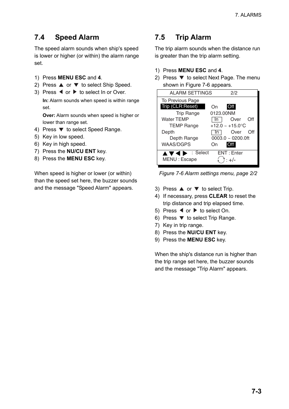 4 speed alarm, 5 trip alarm | Furuno DUAL GPS GP-150-DUAL User Manual | Page 51 / 130