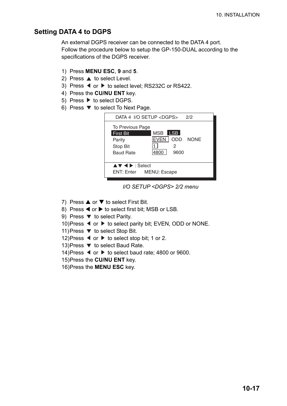 17 setting data 4 to dgps | Furuno DUAL GPS GP-150-DUAL User Manual | Page 89 / 130