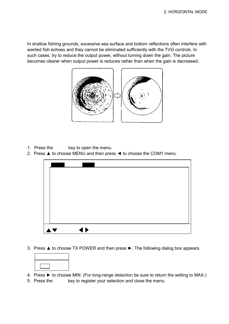 12 adjusting the picture, 1 suppressing bottom and surface reflections | Furuno CH-300 User Manual | Page 39 / 124