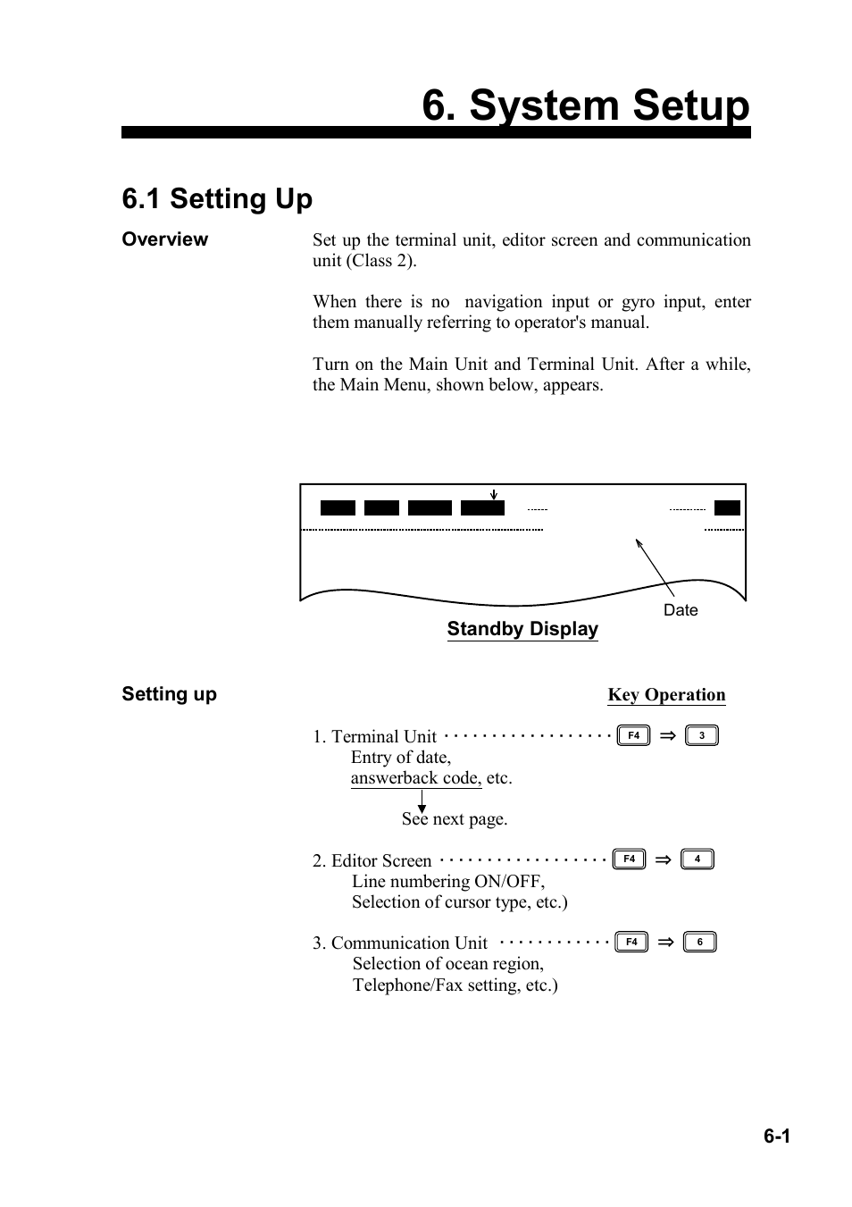 System setup, 1 setting up | Furuno FELCOM 81B User Manual | Page 61 / 87