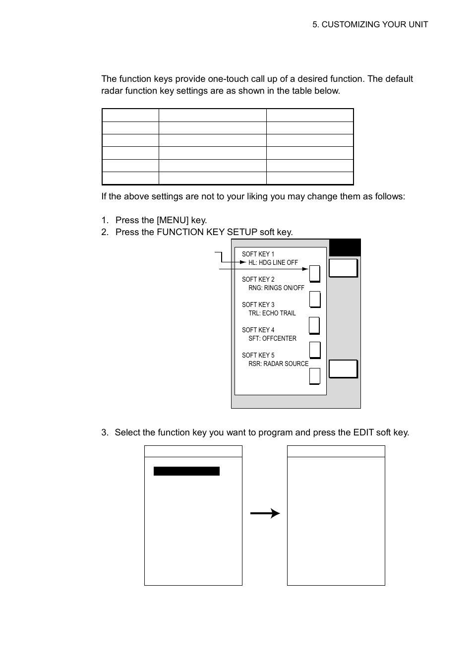 7 5.2.3 function key setup | Furuno 1763C User Manual | Page 179 / 260
