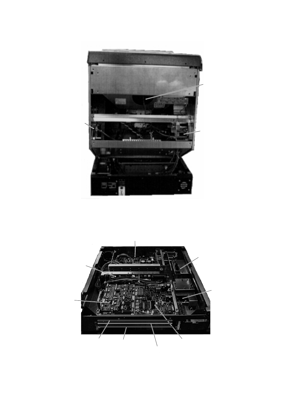 Display unit (rear view, crt block lifred), Display unit, top view and bottom view | Furuno FR-2105-B User Manual | Page 176 / 197