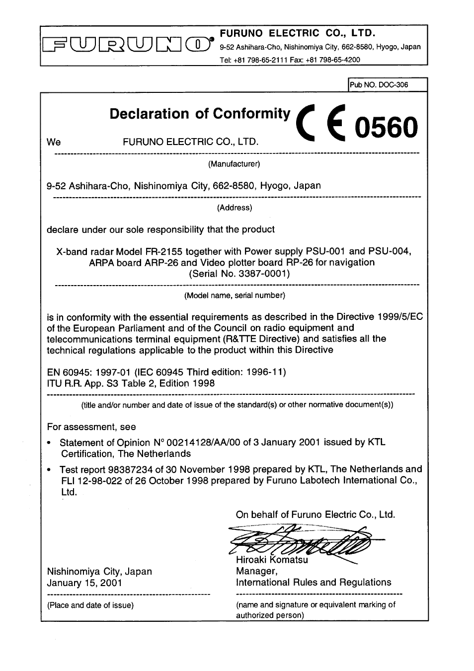 Furuno FR-2105-B User Manual | Page 196 / 197